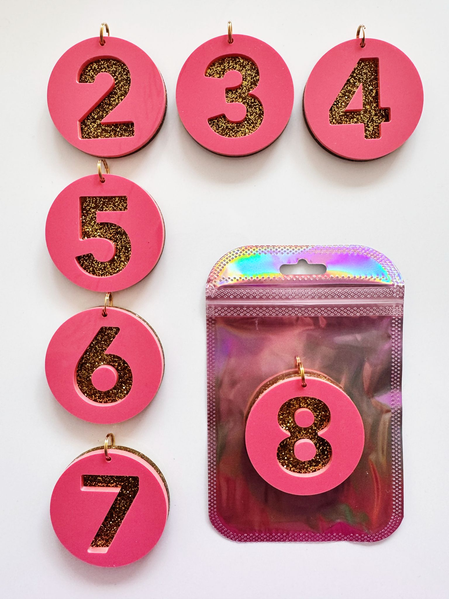 Roze/glitter cijfer 7 jaar