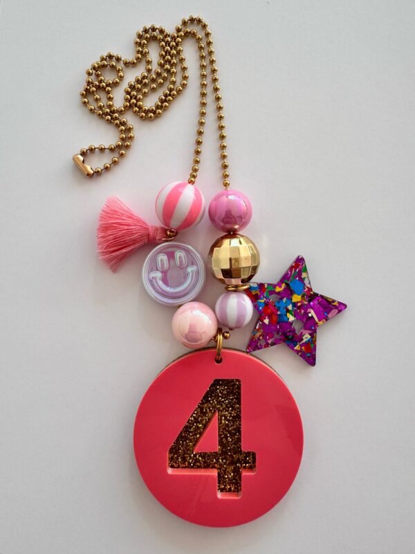 Verjaardagsketting roze/glitter 4 jaar