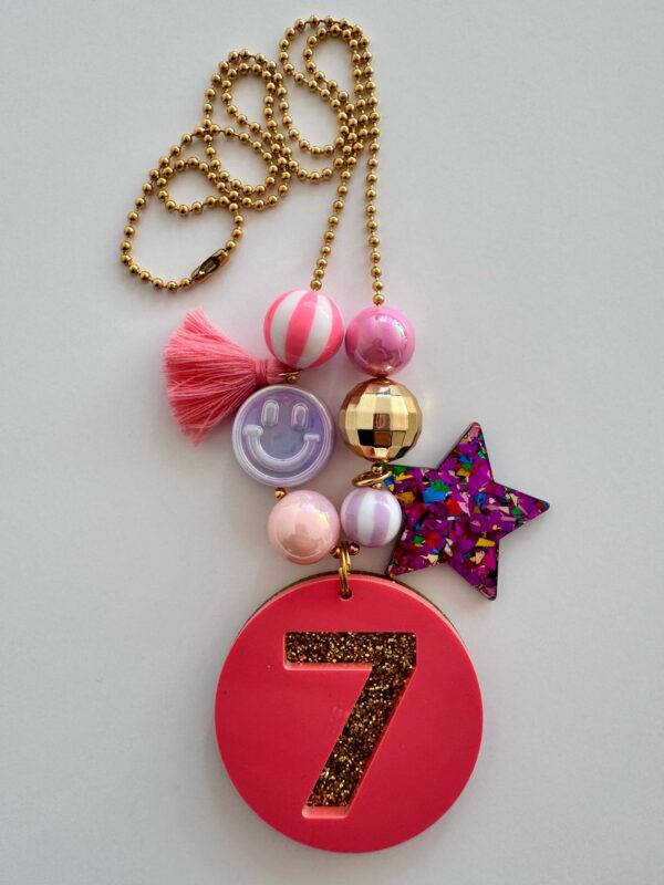 Verjaardagsketting roze/glitter 7 jaar
