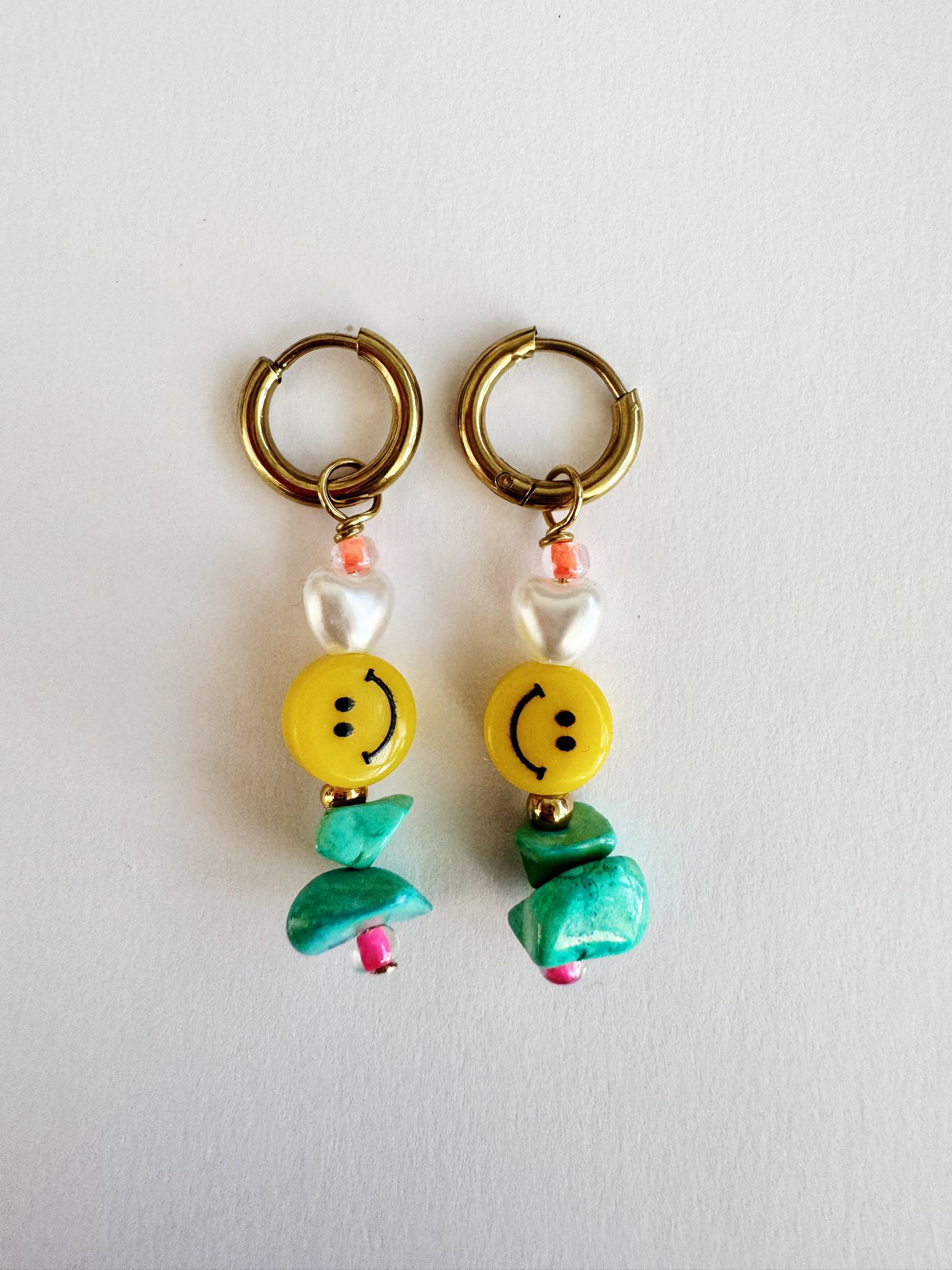 Oorbellen smiley/ steen groen