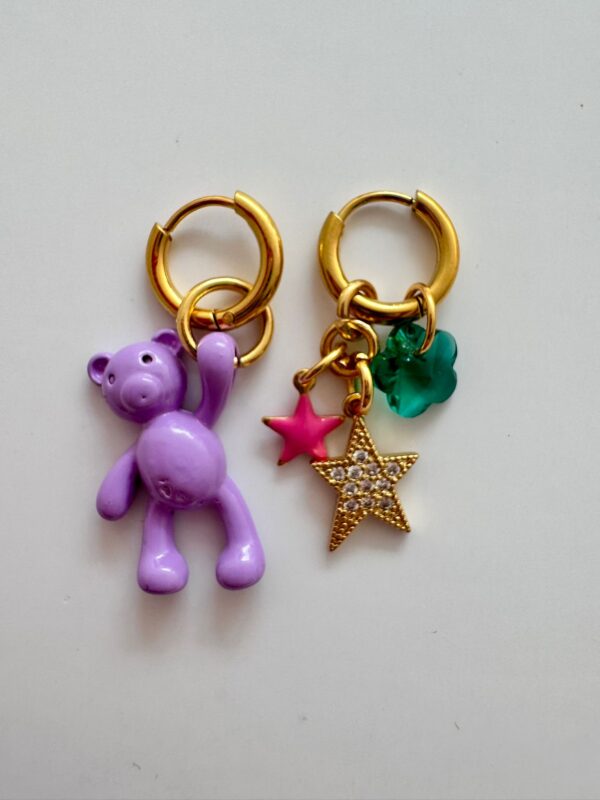 Oorbellen beer paars