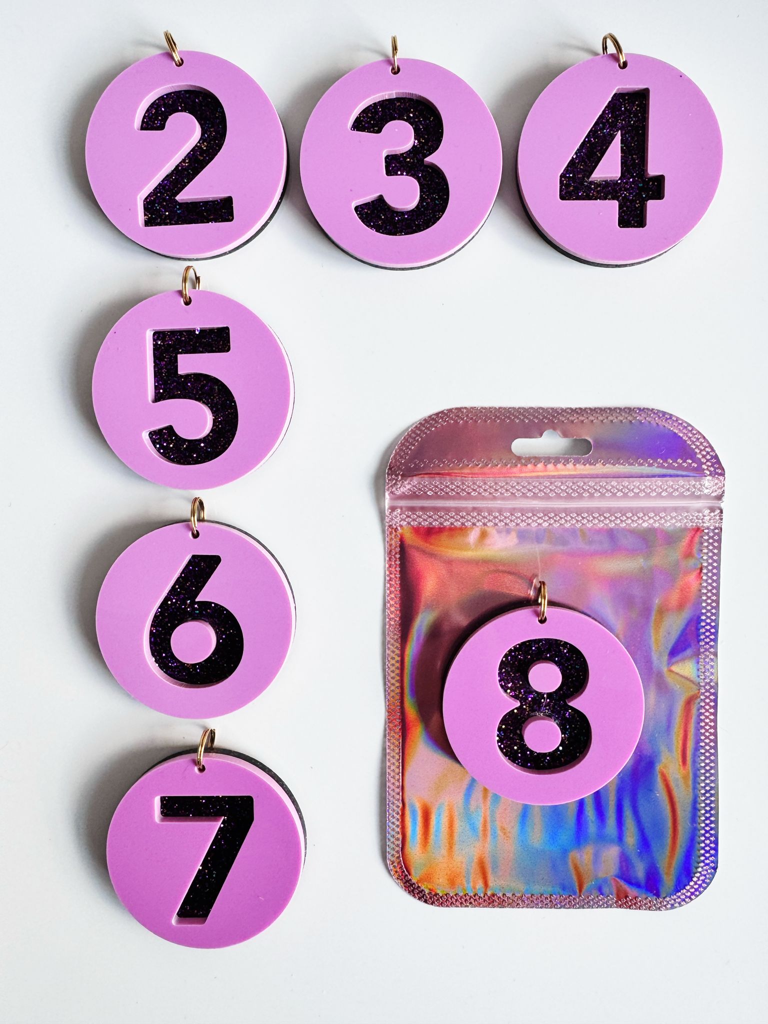 Paars/glitter cijfer 6 jaar