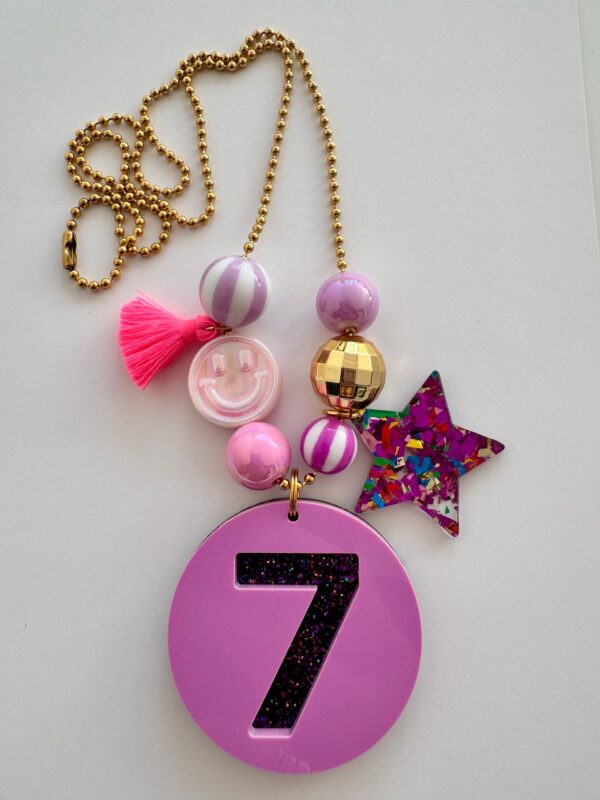 Verjaardagsketting paars/glitter 7 jaar